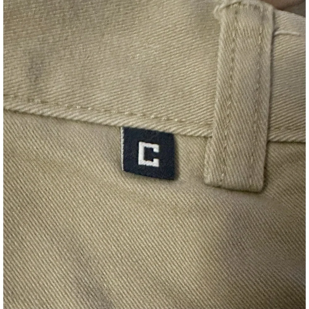 Chaps Casual Dress Pants Mens Beige Tan Khaki Chino Flat Front Cotton 34x32 NICE